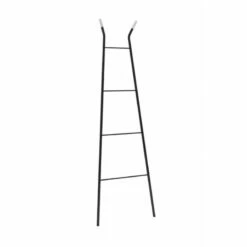 Scaletta Porta Salviette Nera Con Appendiabiti, Per Un Bagno Senza Fori