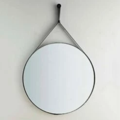 Specchio Industrial Con Cinghia E Chiodo, Diametro 60 Cm