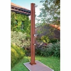 GRE Base Per Doccia Da Giardino Effetto Legno 90x60 Cm