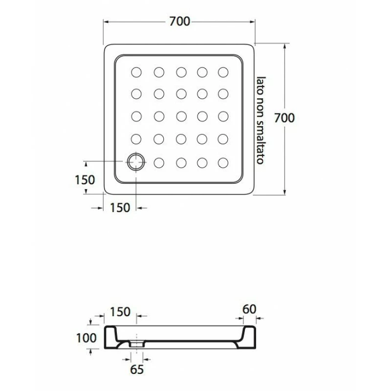 Piatto Doccia In Ceramica 70x70cm - immagine 2